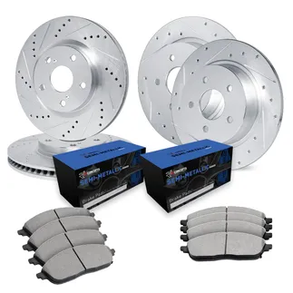 R1 Concepts WGYN2-74027 Drilled & Slotted Silver Rotor Set W/ Semi-Met Pads